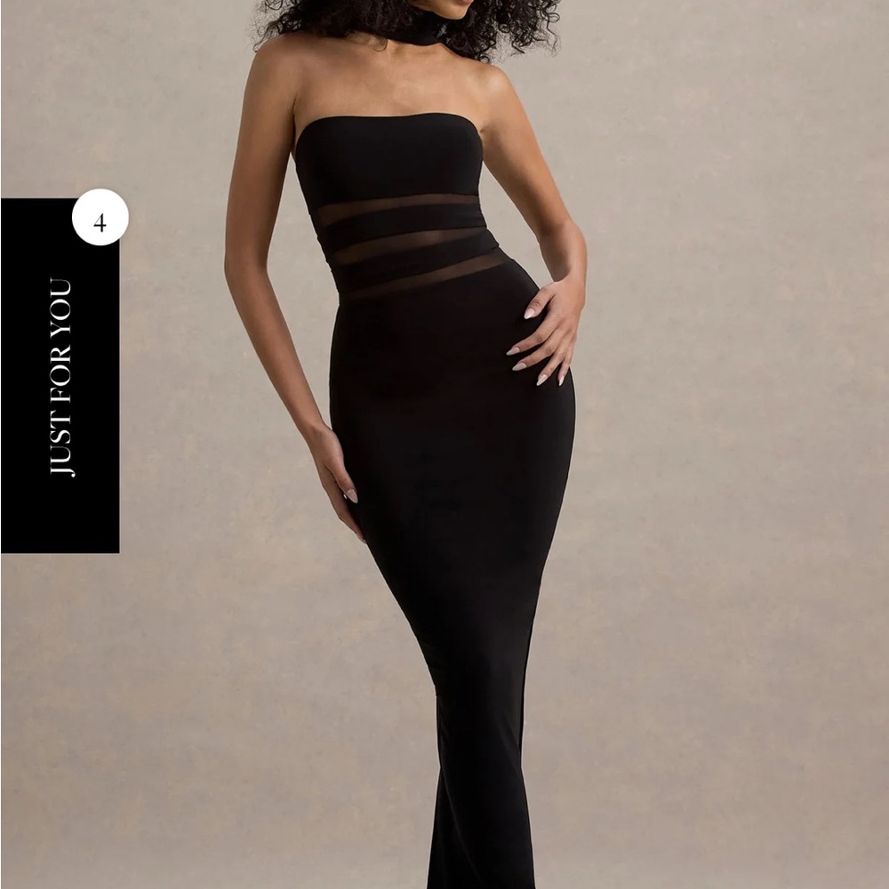 Elegant Black Strapless Dress - Club L London
